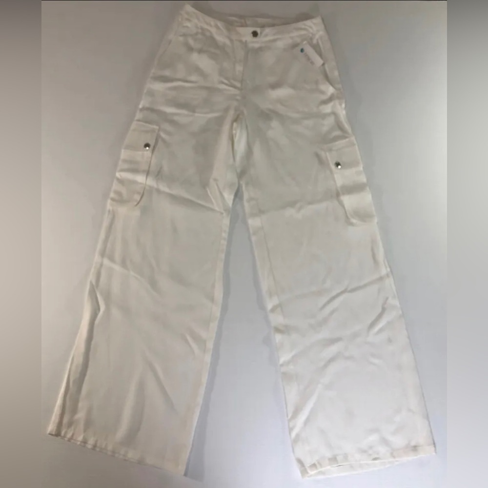 White Flowy Cargo Pants Size 4
